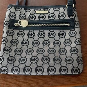 Michael Kors Monogram Black and Tan Crossbody Bag